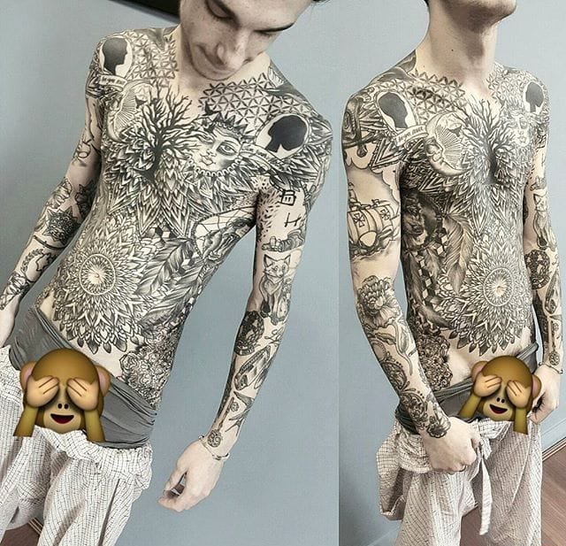 点击大图看下一张:13款黑白灰风格点刺纹身几何元素纹身简约线条纹身图案