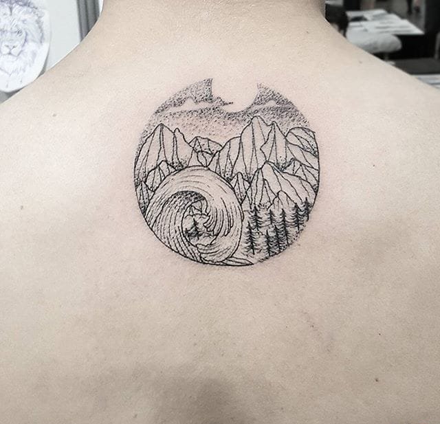 点击大图看下一张：13款黑白灰风格点刺纹身几何元素纹身简约线条纹身图案