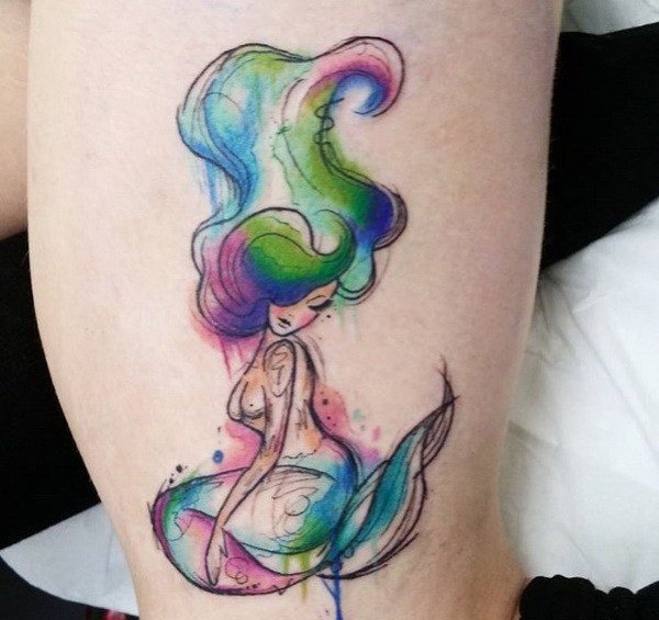 点击大图看下一张：女生喜爱的彩绘纹身技巧渐变纹身植物纹身图案