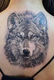 背部好看潮流的狼头纹身图案