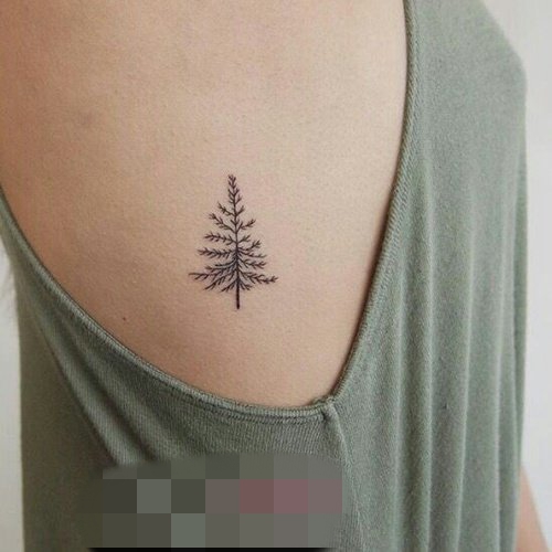 点击大图看下一张：一组关于自然的小清新植物纹身生命树纹身图案