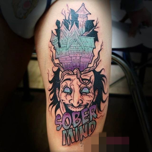 点击大图看下一张：一组彩绘纹身技巧彩色渐变人物肖像纹身图案大全