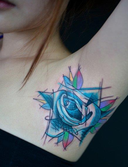 点击大图看下一张：手臂漂亮精巧的玫瑰花纹身图案