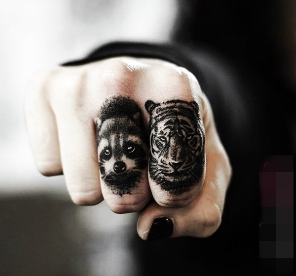 点击大图看下一张:15款可爱黑白灰风格动物纹身图案大全