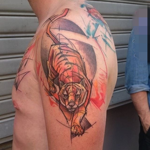 点击大图看下一张：一组酷酷的彩绘技巧简单个性线条速写纹身图案大全