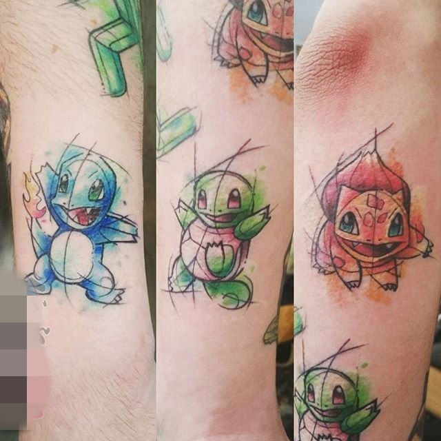 点击大图看下一张：一组酷酷的彩绘技巧简单个性线条速写纹身图案大全