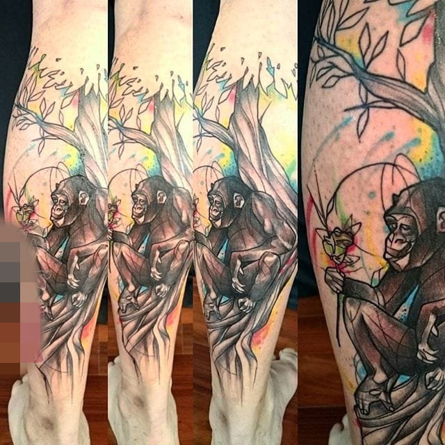 点击大图看下一张：一组酷酷的彩绘技巧简单个性线条速写纹身图案大全