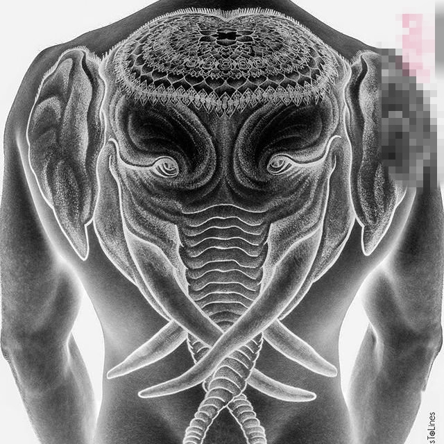 点击大图看下一张：漂亮的白色几何元素简单个性线条隐形纹身图案