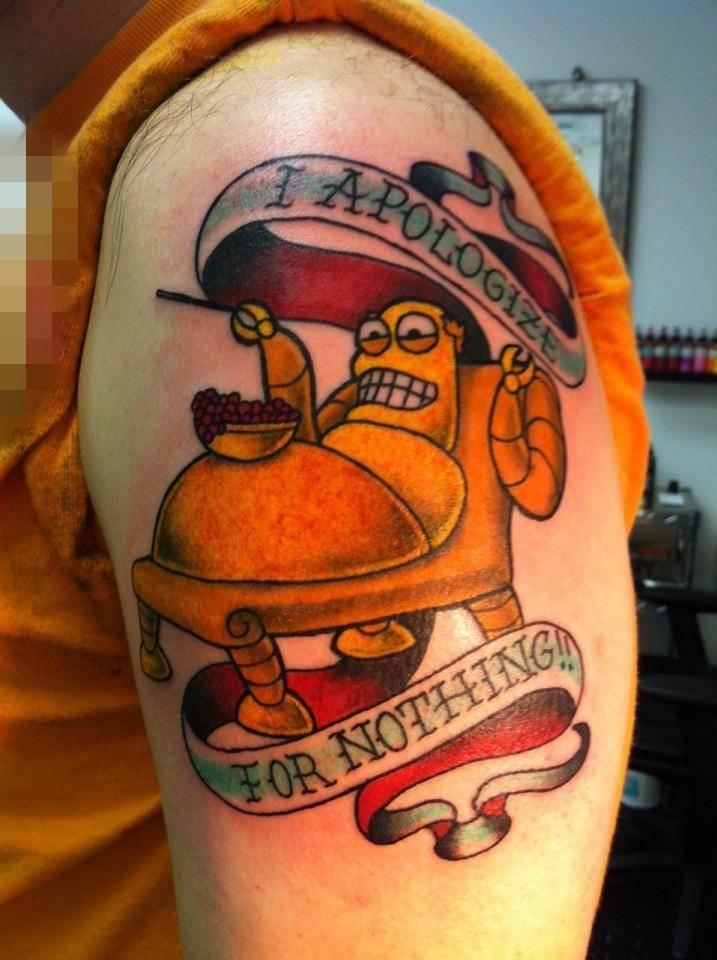 点击大图看下一张：手臂上动漫卡通抽象个性纹身图案