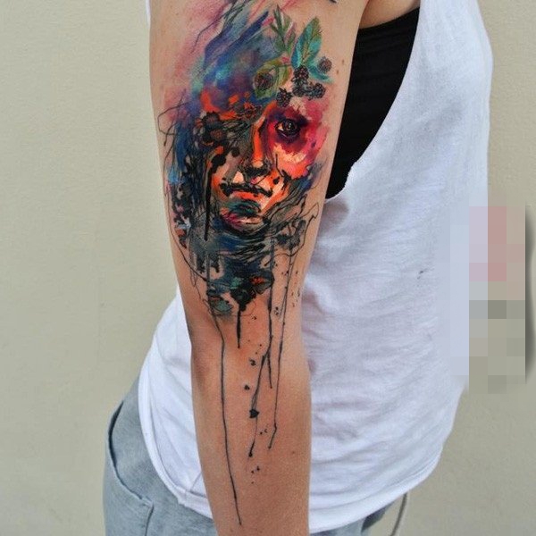 点击大图看下一张:女生水彩小清新植物花纹身图案