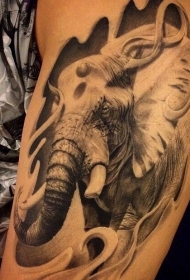 手臂写实的3D大象素描纹身图案