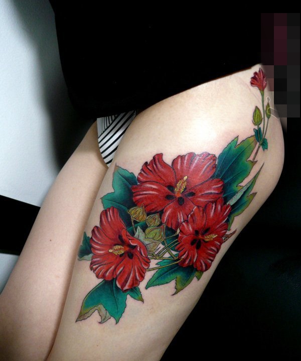 点击大图看下一张：一组关于花朵文艺小清新唯美纹身图案