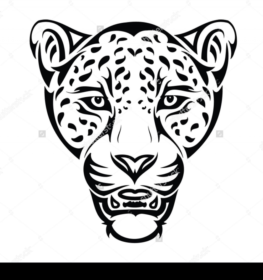 点击大图看下一张：黑色的豹子头纹身动物图腾纹身手稿素材