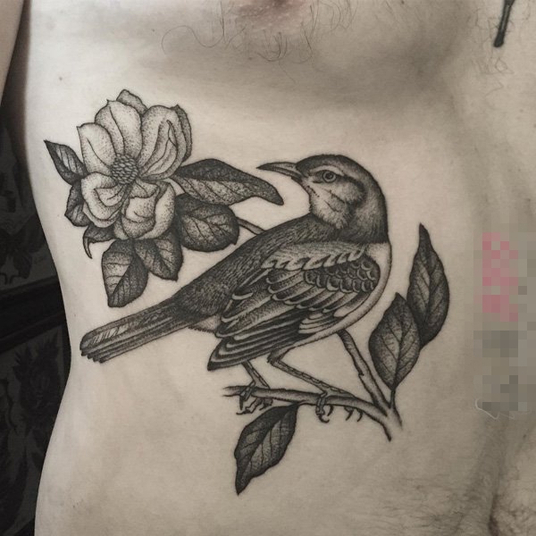 点击大图看下一张：多款关于鸟类的黑色素描轮廓创意个性纹身图案