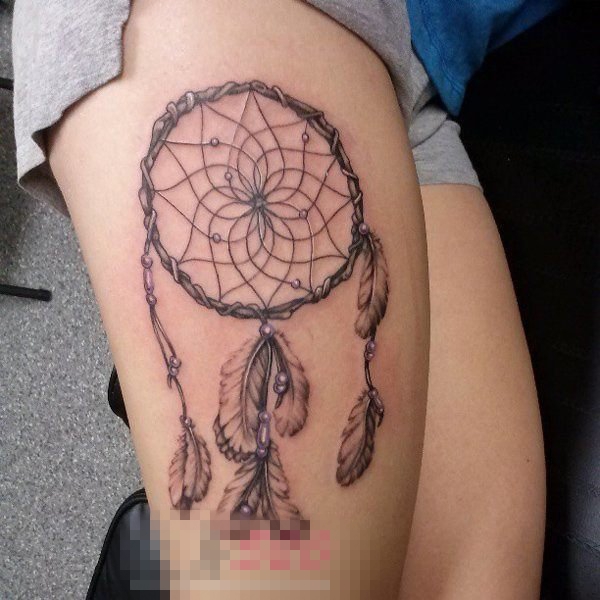 点击大图看下一张：女生大腿上创意个性文艺小清新唯美纹身图案