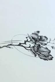 清新线条点刺技巧唯美花朵纹身手稿素材