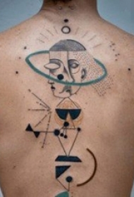 男生喜爱的个性几何元素抽象线条纹身图案