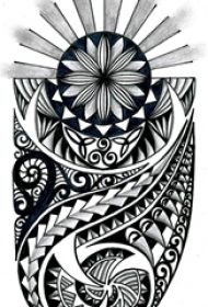 黑灰素描创意图腾霸气花纹纹身手稿