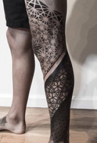 多款关于小腿上的几何线条创意纹身图案