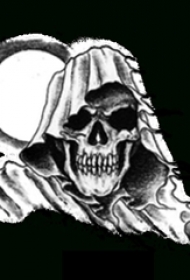 黑灰素描创意恐怖骷髅头头骨纹身手稿