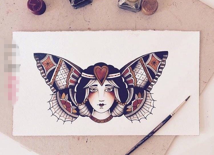 点击大图看下一张:彩绘水彩创意个性印第安风格人像纹身手稿