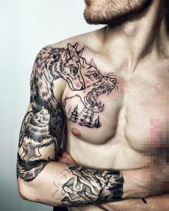 点击大图看下一张：多款关于狼的创意个性霸气纹身图案