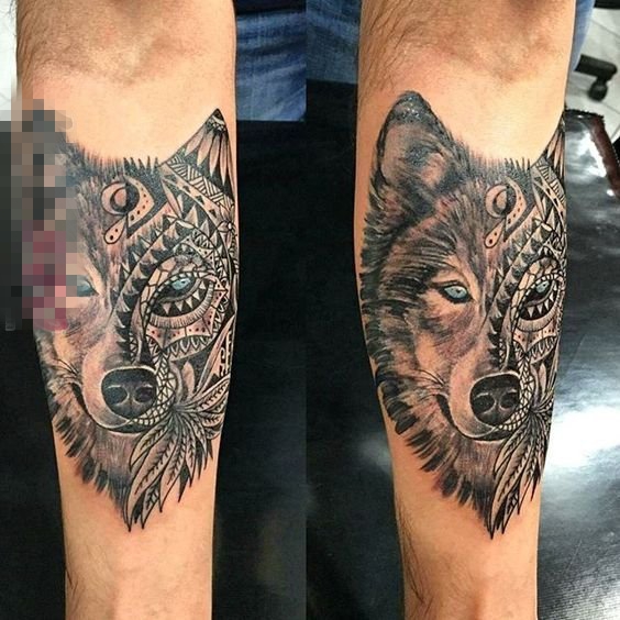 点击大图看下一张：多款关于狼的创意个性霸气纹身图案