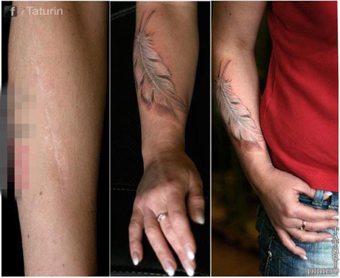 点击大图看下一张：让人感动的伤疤覆盖创意个性唯美纹身图案