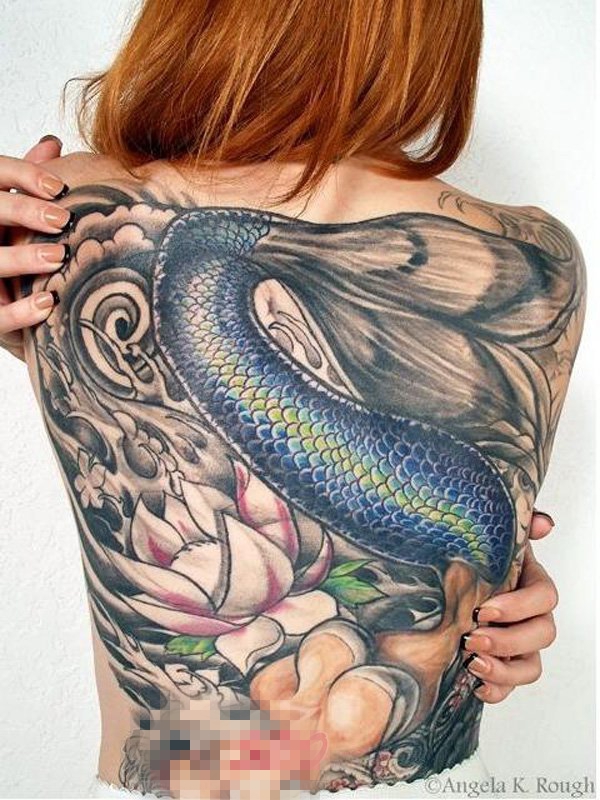 点击大图看下一张：童话故事里的唯美性感美人鱼创意个性纹身图案