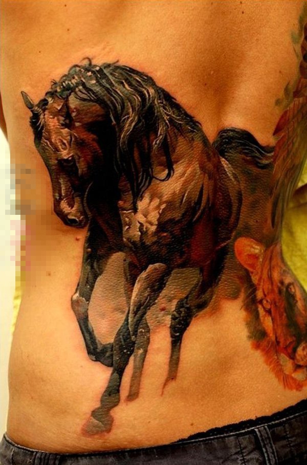 点击大图看下一张：多款创意个性的设计感十足的动物马纹身图案