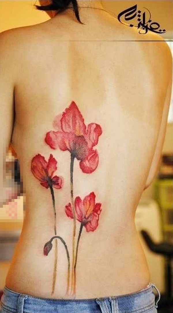 点击大图看下一张：多款唯美花朵的文艺小清新精致纹身图案