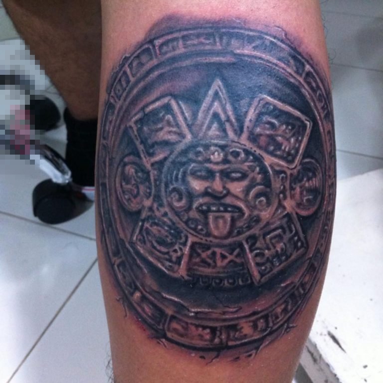 点击大图看下一张：神秘的黑色几何线条玛雅部落图腾纹身图案
