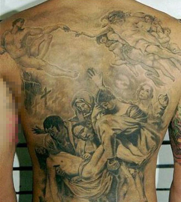 点击大图看下一张：多款关于宗教的黑灰点刺人物肖像耶稣纹身图案