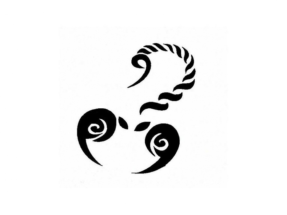 点击大图看下一张：黑色线条创意动物蝎子抽象纹身手稿