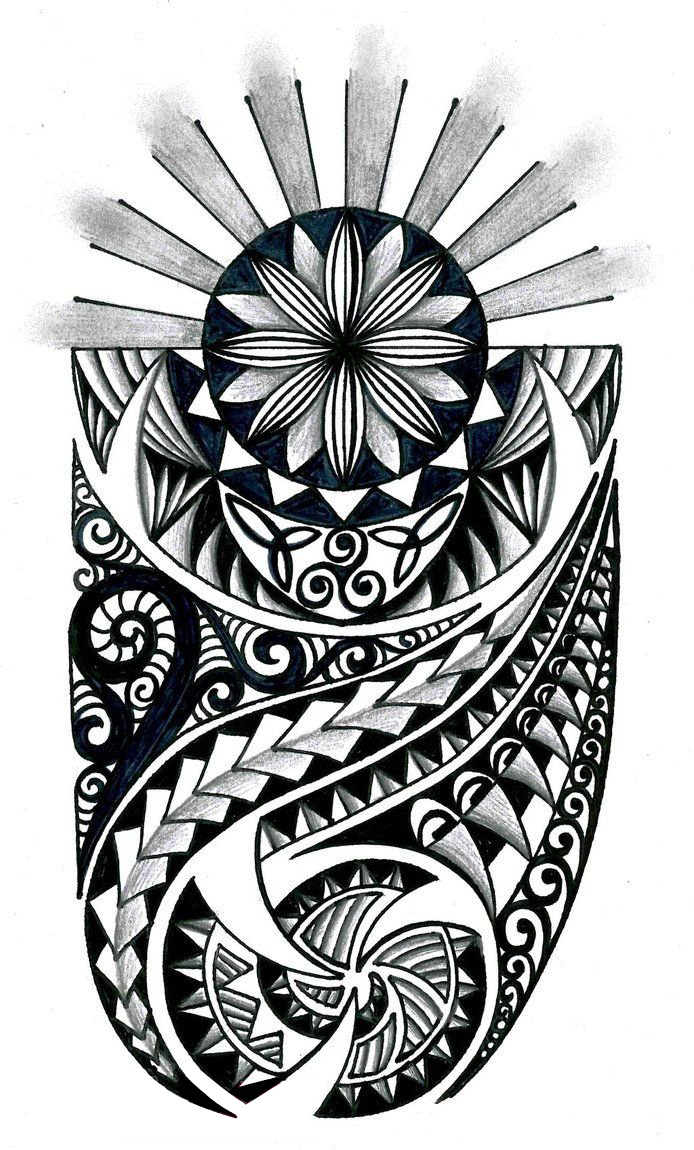 点击大图看下一张：黑灰素描创意图腾霸气花纹纹身手稿