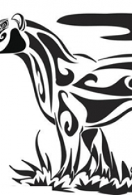 黑色线条素描创意花纹豹子纹身手稿