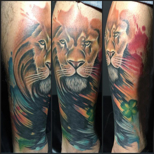 点击大图看下一张：多款创意霸气别致的动物之王狮子纹身图案