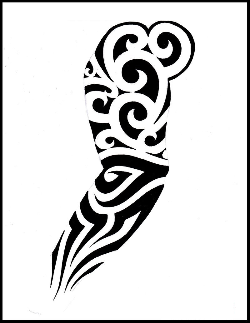 点击大图看下一张：创意的手臂上黑色抽象线条部落图腾纹身手稿
