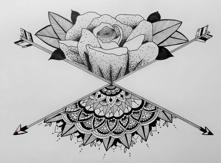 点击大图看下一张：黑灰素描点刺技巧创意唯美玫瑰创意花纹扇子纹身手稿