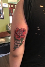 女生手臂上彩绘水彩素描创意文艺唯美玫瑰纹身图片