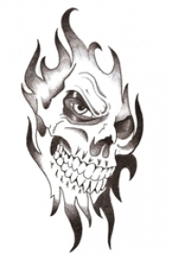 黑灰素描点刺技巧创意霸气骷髅纹身手稿