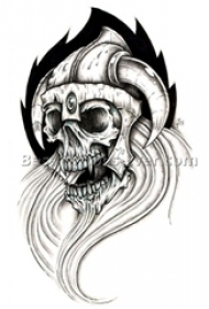 黑灰素描创意恐怖设计感十足骷髅纹身手稿