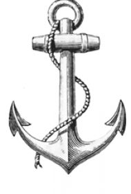 黑灰素描创意海军风文艺船锚纹身手稿