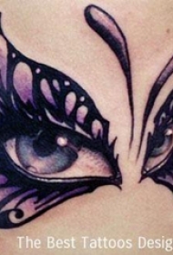 女生背部彩绘水彩素描创意唯美蝴蝶眼睛纹身图片