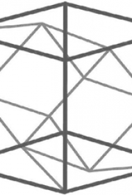 个性的黑色简单线条几何元素立体正方形纹身手稿