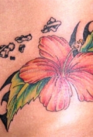 女生背部彩绘水彩素描创意唯美花朵纹身图片