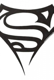 黑色线条素描创意经典标志超人纹身手稿