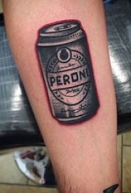 男生线条上黑色点刺几何简单线条创意啤酒罐纹身图片