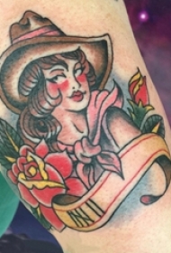 男生手臂上彩绘水彩素描创意文艺女生肖像纹身图片