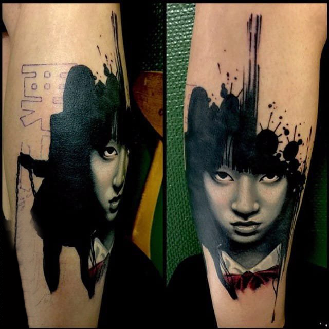 点击大图看下一张：多款创意精美的日本经典女生肖像纹身图案